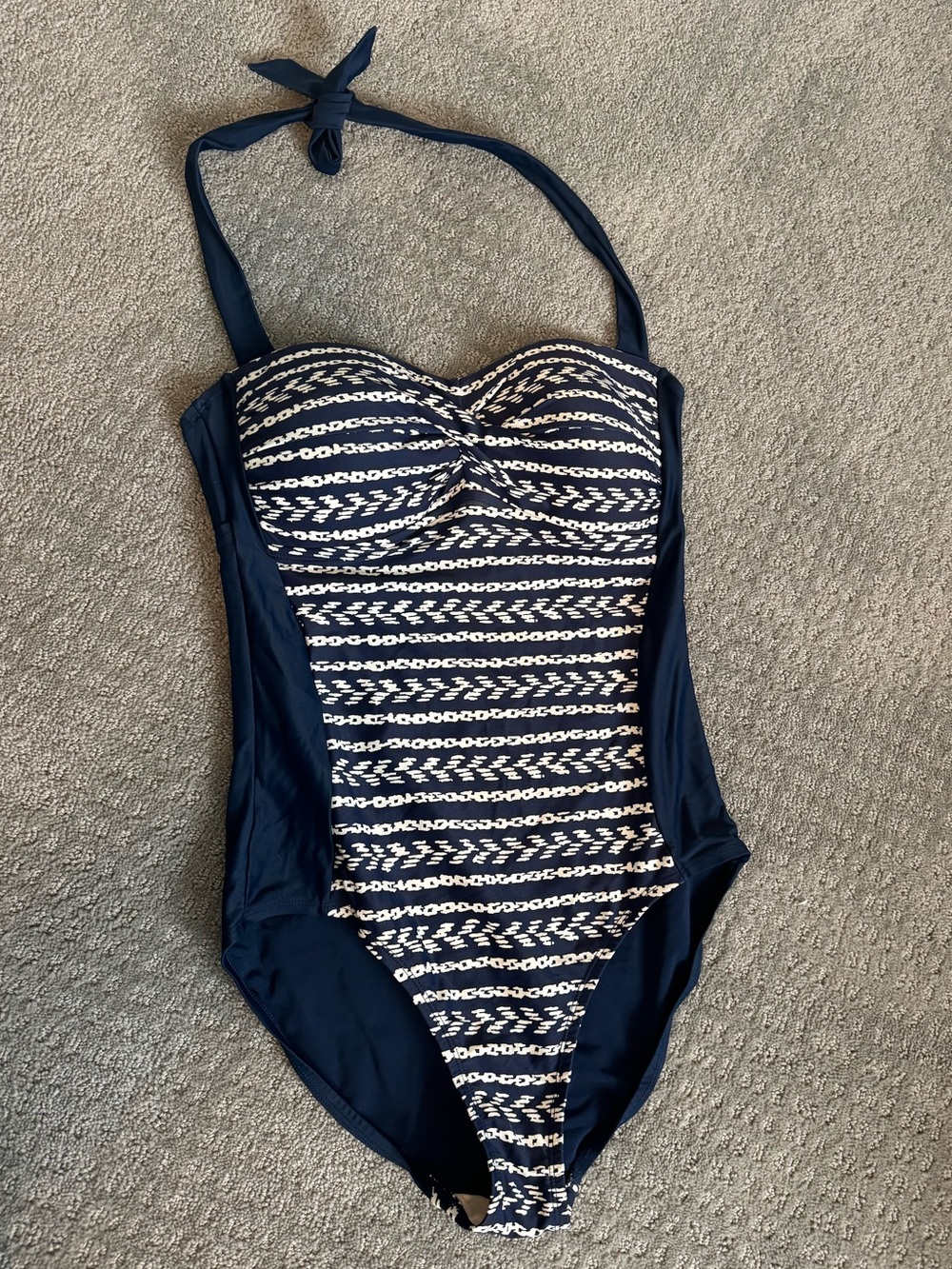 Merona Navy and White Patterned One-Piece Swimsuit